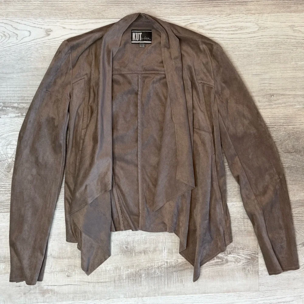 Kut from the Kloth Faux Suede lightweight Draping Jacket Women’s size XS Taupe